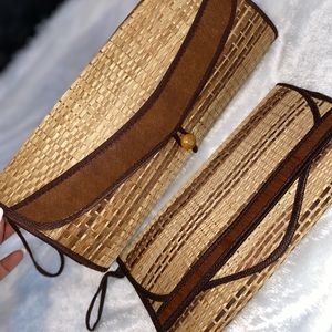 Two piece wicker clutch